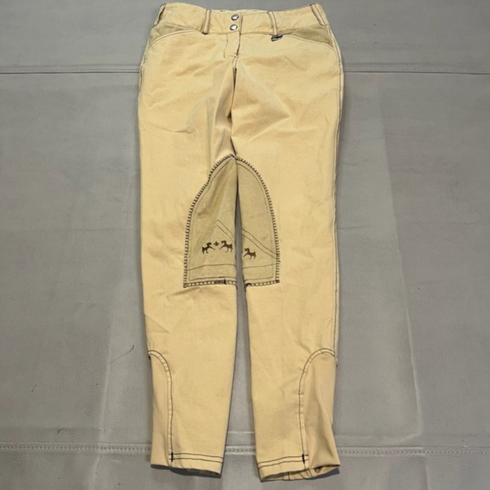 Equine Couture Women Beige Tan Horse Back Ride Training‎ Pant Stretch-26-4231